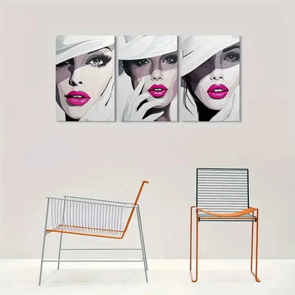 3pcs Abstract White Hats and Gloves Metal Print Ready to Hang Art