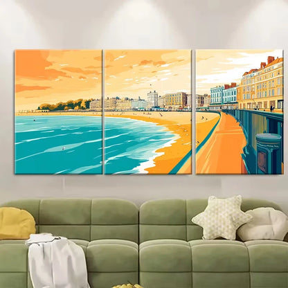 3pcs Brighton Travel UK Destination Metal Print Ready to Hang Art