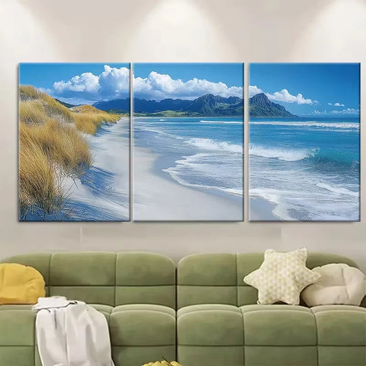 3pcs New Zealand Beach Metal Print Ready to Hang Art