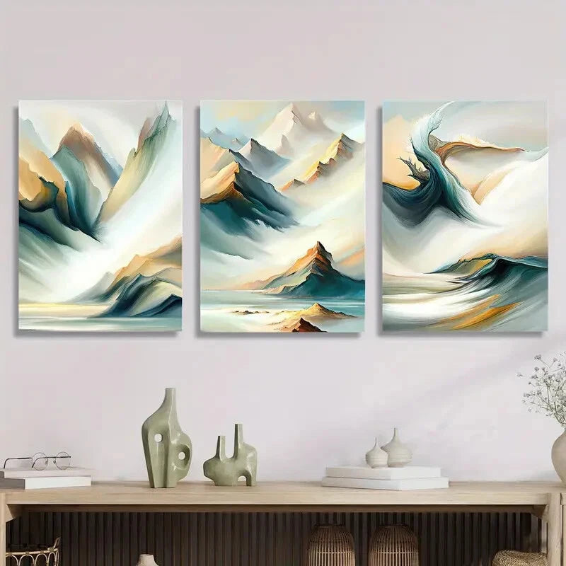 3pcs ,Abstract mountain texture decorative Metal Print Ready to Hang Art
