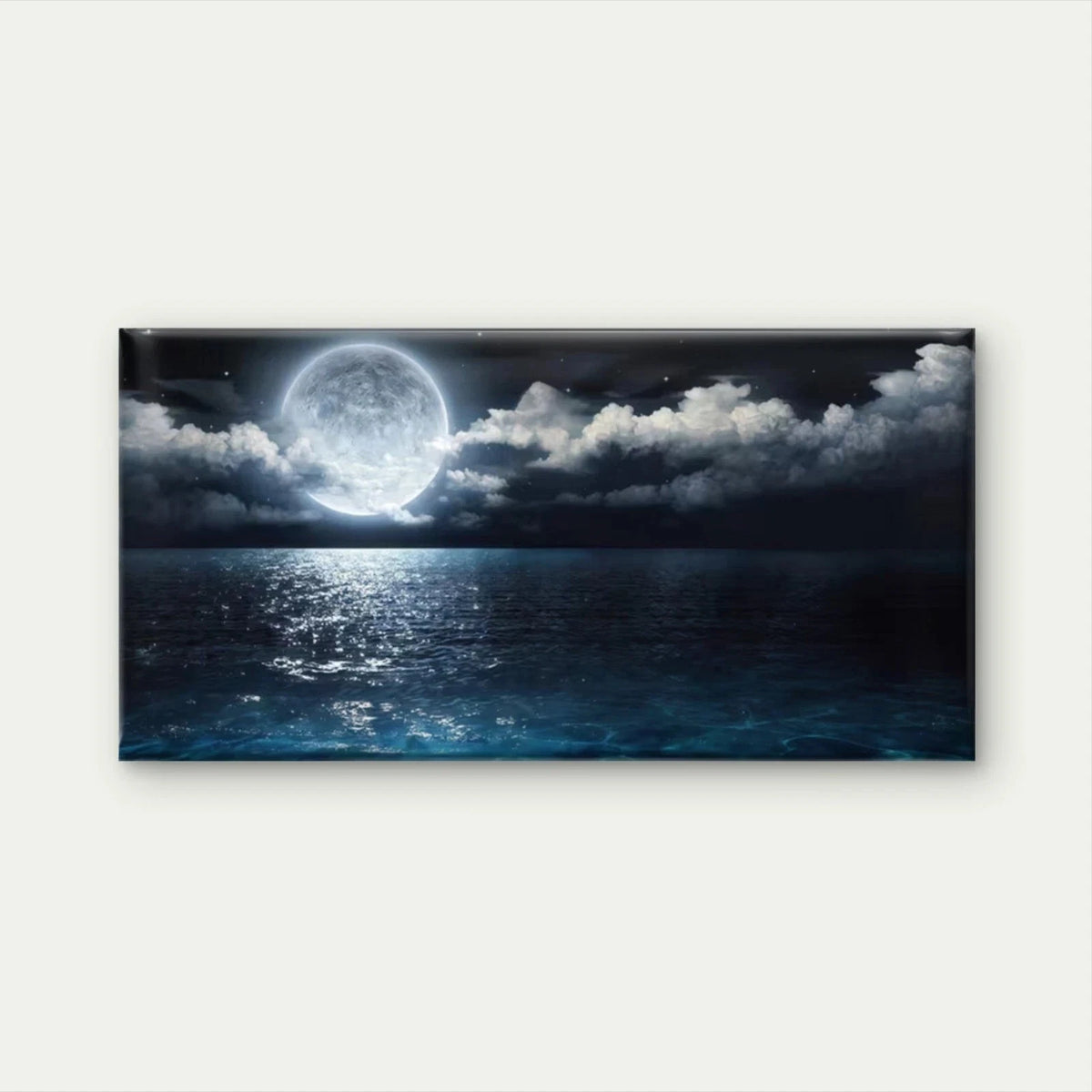 Moonlight Ocean Night Sky Wall Art Canvas Office Home Room Framed 120x60cm