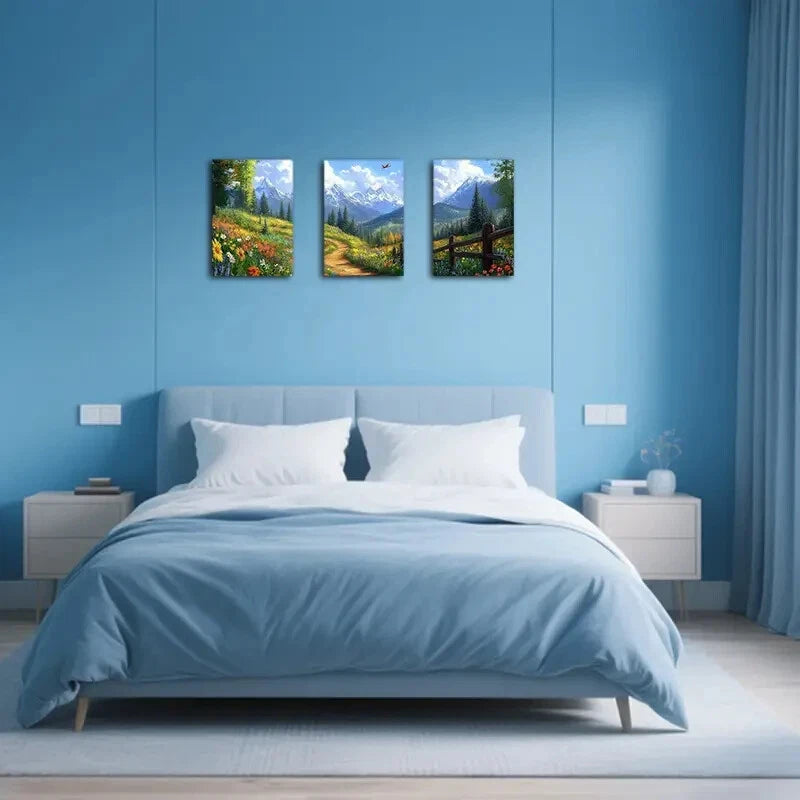 3pcs a Fantasy Forest Pathway Abstract Art Metal Print Ready to Hang Art