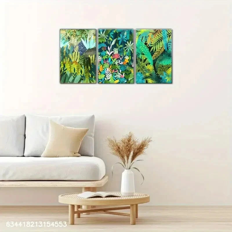 3pcs Jungle Botanical Green plants Decor Art Metal Print Ready to Hang Art