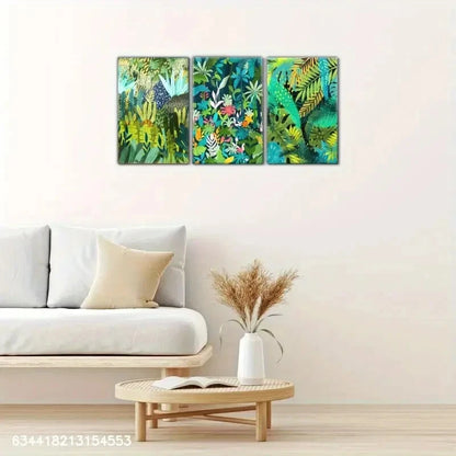 3pcs Jungle Botanical Green plants Decor Art Metal Print Ready to Hang Art