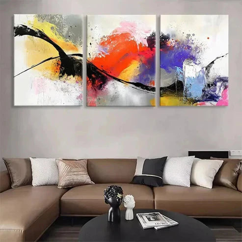3pcs Colorful Abstract Expressionist Perfect Art Set Canvas Unframed - High Quality Print 100% Australian Made Wall Canvas
