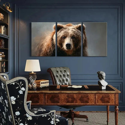 3pcs Artistic Bear Portrait Wildlife Art Metal Print Ready to Hang Art