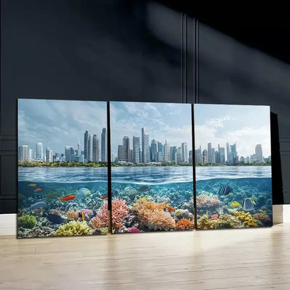 3pcs Ocean City Scene Canvas Framed 60X90cm - High Quality Print 100% Australian Made Wall Canvas Ready to Hang