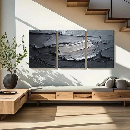 3pcs Abstract Texture Modern Black White Art Metal Print Ready to Hang Art