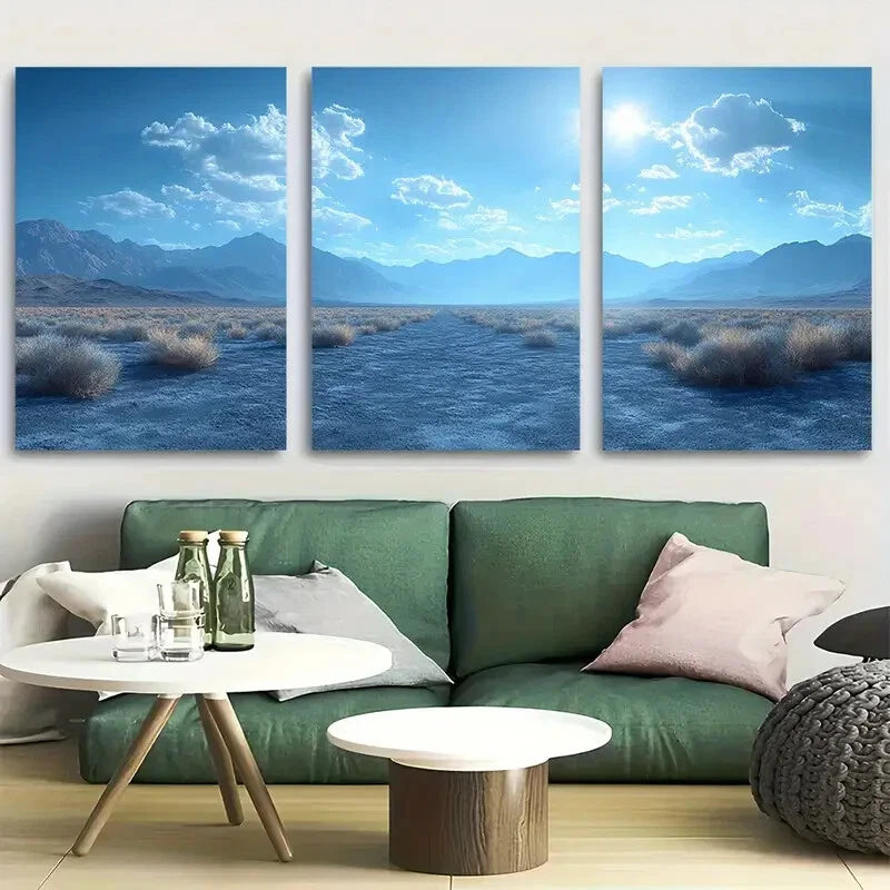 3pcs Black Sands Desert Design Metal Print Ready to Hang Art