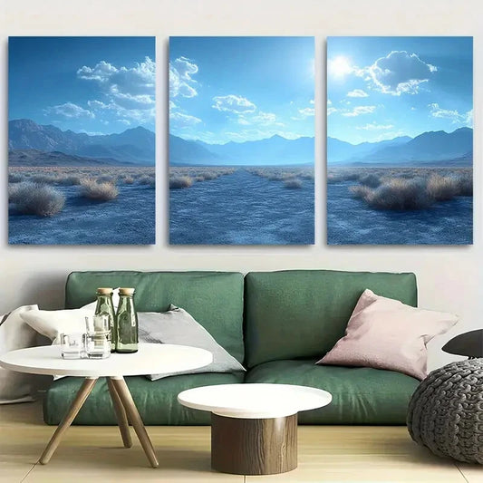 3pcs Black Sands Desert Design Metal Print Ready to Hang Art