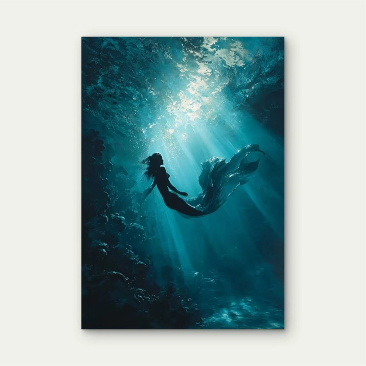 Mysterious Underwater Ethereal Mermaid Metal Print Ready to Hang