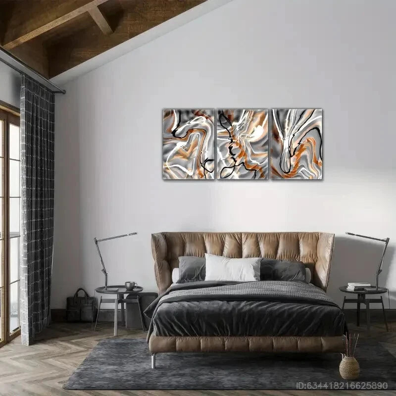 3pcs Abstract Art Wall Watercolor Decoration Metal Print Ready to Hang Art