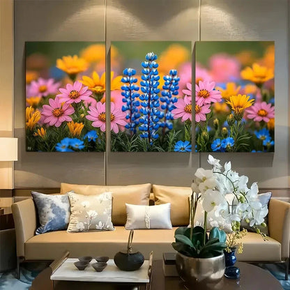 3pcs Summer Garden Radiance Wild Flower Design Metal Print Ready to Hang Art