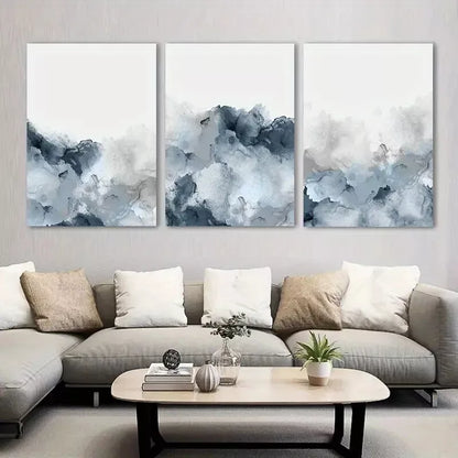 3pcs Blue Gray Wall Art Abstract Canvas Framed 60X90cm - High Quality Print 100% Australian Made Wall Canvas Ready to Hang