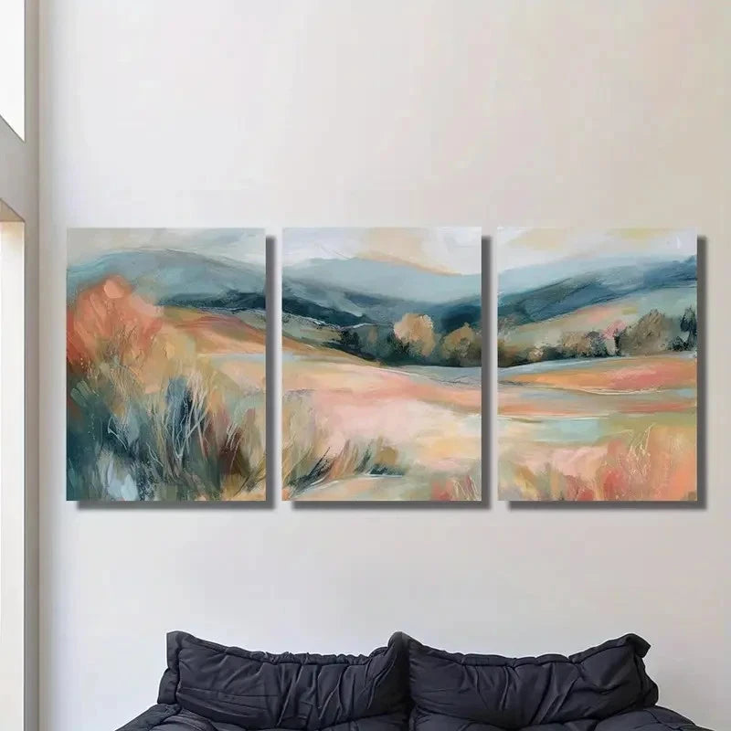 3pcs Impressionist Vintage Forest Landscape Metal Print Ready to Hang Art