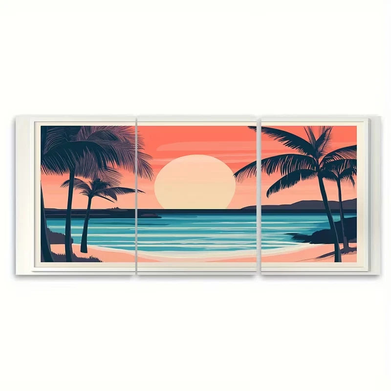 3pcs Mid Century Exuma Bahamas Retro Metal Print Ready to Hang Art