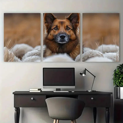 3pcs Shepherd Dog Vivid Illustration Metal Print Ready to Hang Art