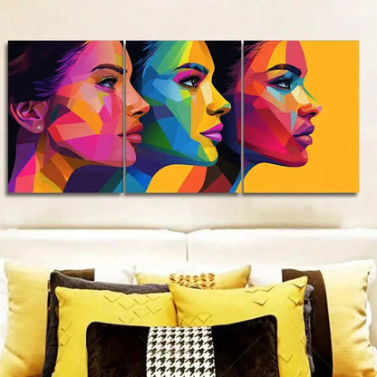 3pcs Abstract vector art of women Wall Art Set Canvas Framed 50x70cm - High Quality Print 100% Australian Made Wall Canvas Ready to Hang