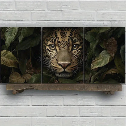 3pcs Leopard in Lush Leaves Animal Metal Print Ready to Hang Art