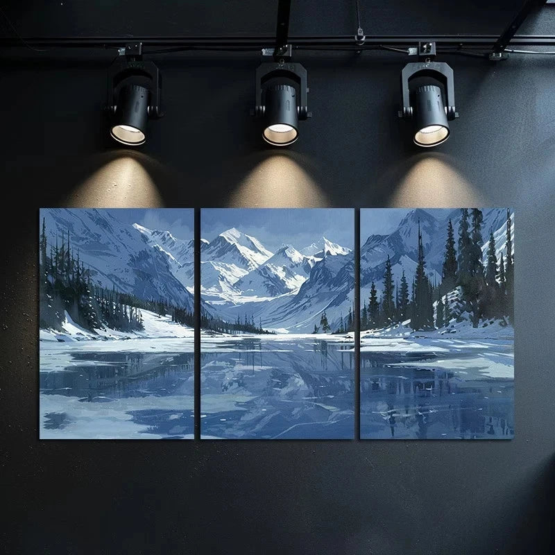 3pcs Frozen Lake At Almaty in Kyrgyzstan Metal Print Ready to Hang Art