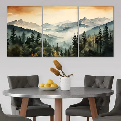 3pcs Nature Mountain Wall Art Design Metal Print Ready to Hang Art