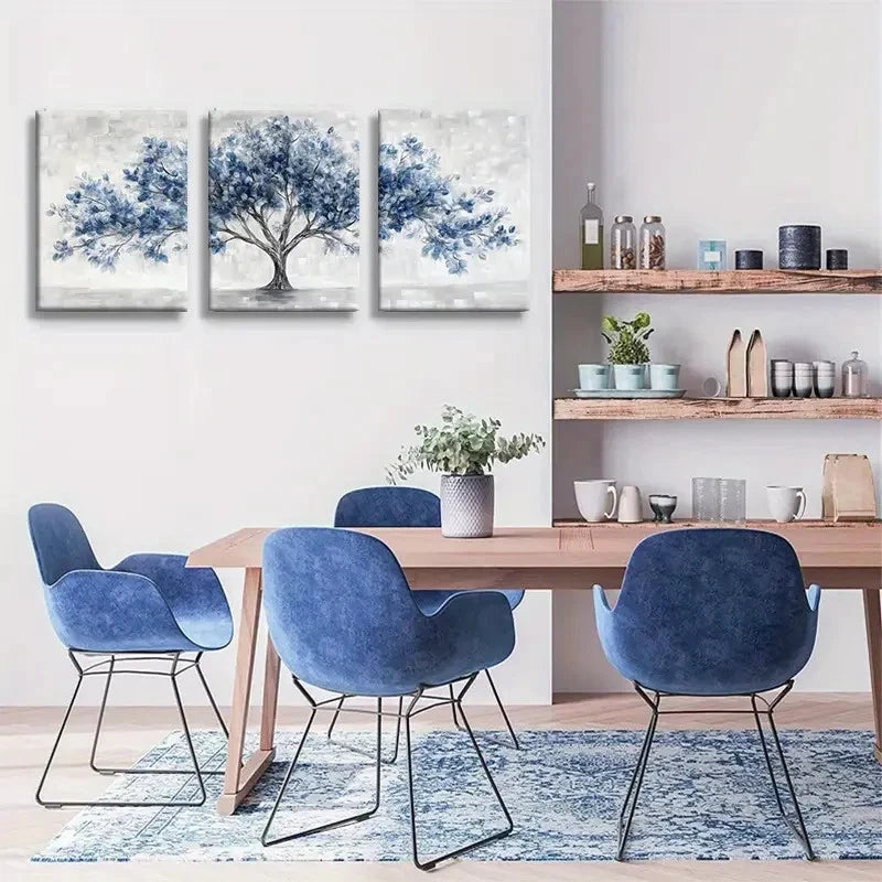 3pcs Abstract Nature-Inspired Triptych Painting Metal Print Ready to Hang Art