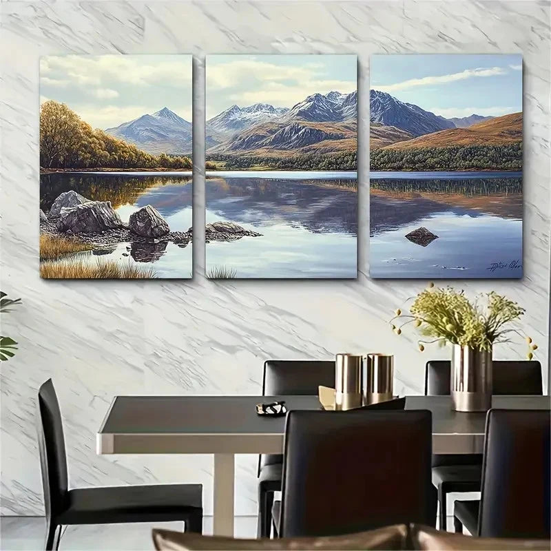 3pcs Nature Lake Beautiful Artwork Perfect Wall Art Set Canvas Framed 40x60cm - High Quality Print 100% Australian Made Wall Canvas Ready to Hang