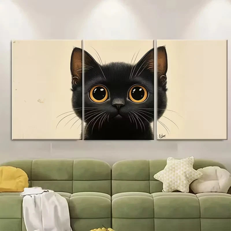 3pcs Cat Print, Cute Quirky Metal Print Ready to Hang Art