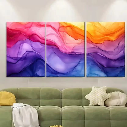 3pcs Vibrant Abstract Alcohol Ink Metal Print Ready to Hang Art