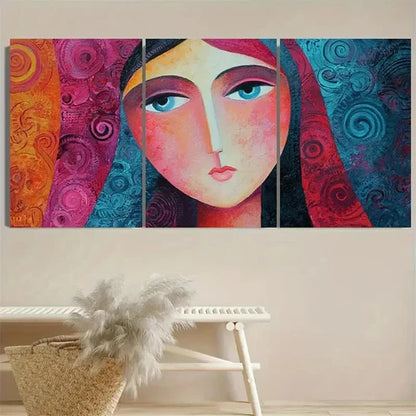 3pcs Lady Woman Face work Faceless Figurative Wall Art Set Canvas Unframed - High Quality Print 100% Australian Made Wall Canvas