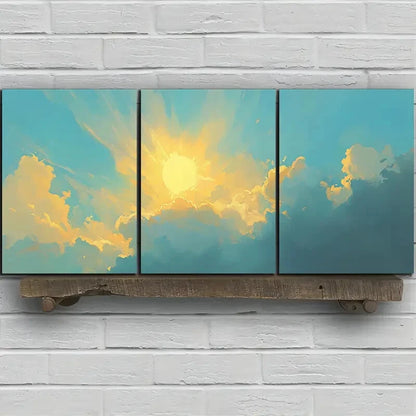 3pcs Beautiful Sky Sun Light Clouds Metal Print Ready to Hang Art