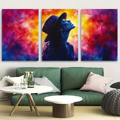 3pcs Woman Opera Singer Watercolor Metal Print Ready to Hang Art