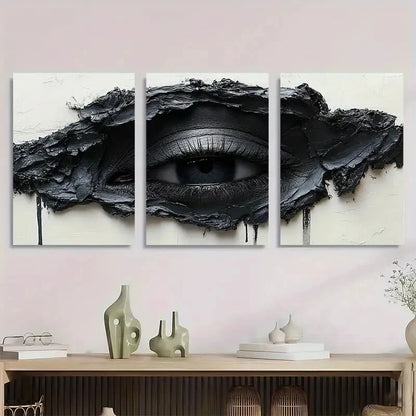 3pcs Black Eyes Abstract Black and White Metal Print Ready to Hang Art