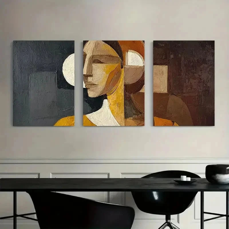 3pcs Abstract Woman – Picasso Style Poster Metal Print Ready to Hang Art
