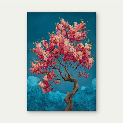 Surreal Cherry Blossom Tree Metal Print Ready to Hang