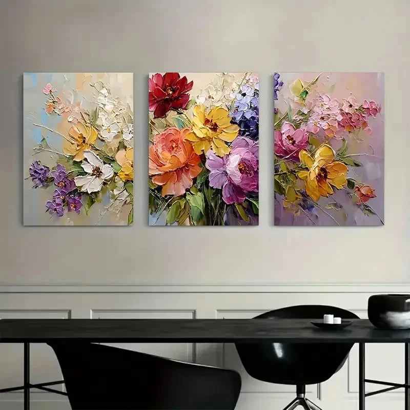 3pcs Cardinals on White Daisies Modern Art Metal Print Ready to Hang Art