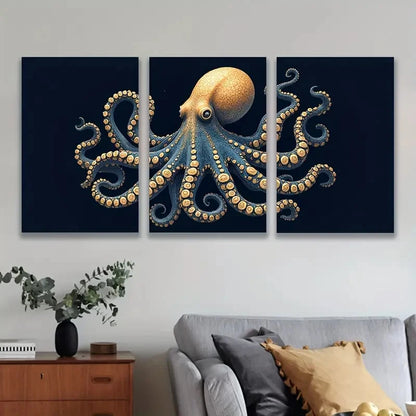 3pcs Abstract Octopus Artwork Wall Art Set Canvas Framed 50x70cm - High Quality Print 100% Australian Made Wall Canvas Ready to Hang