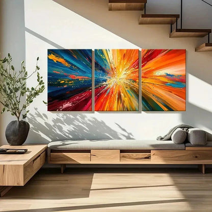 3pcs Abstract Art, Radiant Colors Vibrant Palette Metal Print Ready to Hang Art