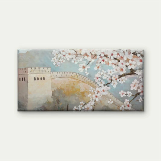 Great Wall of China & Cherry Wall Art Canvas Office Home Room Framed 120x60cm