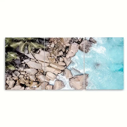 3pcs Tropical Beach Aerial Coastal Ocean View Metal Print Ready to Hang Art