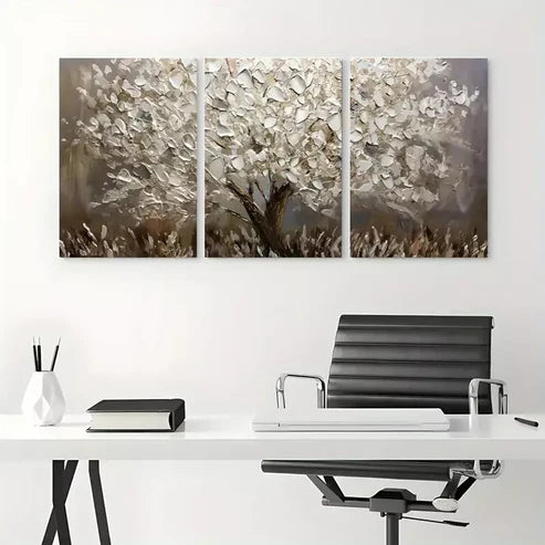 3pcs Leaf Abstract Tree Oil Painting Canvas Framed 60x90cm - High Quality Print 100% Australian Made Wall Canvas Ready to Hang