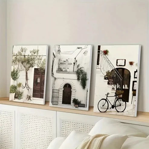 3pcs Italy Cityscape Oil Painting Canvas Framed 60x90cm - High Quality Print 100% Australian Made Wall Canvas Ready to Hang