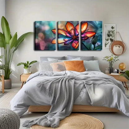 3pcs Vibrant Floral Colorful Flowers Perfect Wall Art Set Canvas Framed 40x60cm - High Quality Print 100% Australian Made Wall Canvas Ready to Hang