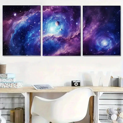 3pcs Three-Sided The Galactic Home Atmosphere Metal Print Ready to Hang Art