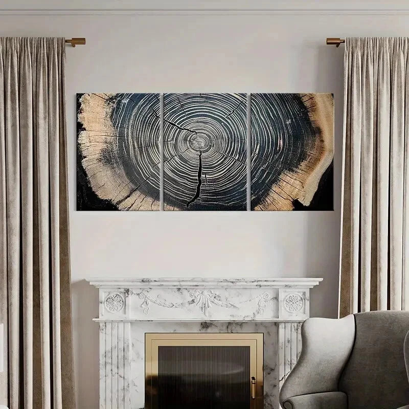 3pcs Tree Rings Annual Ring Natural Landscape Metal Print Ready to Hang Art