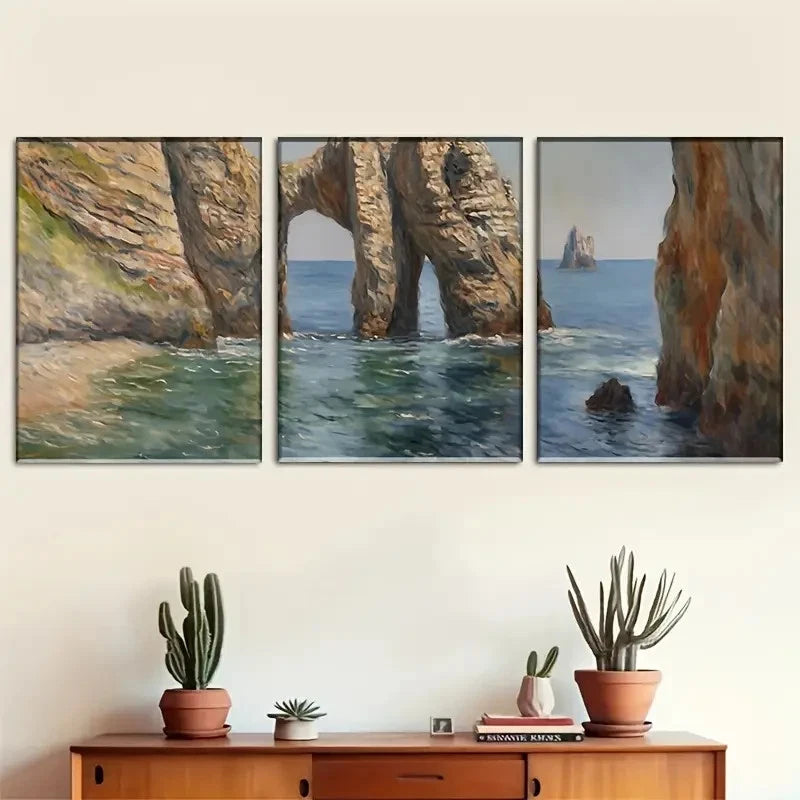 3pcs Nature'S Gate: Art Triangular Painting Metal Print Ready to Hang Art