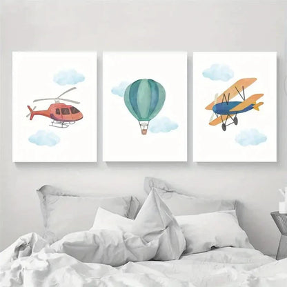 3pcs Artistic Airplane Versatile Seasonal Art Metal Print Ready to Hang Art