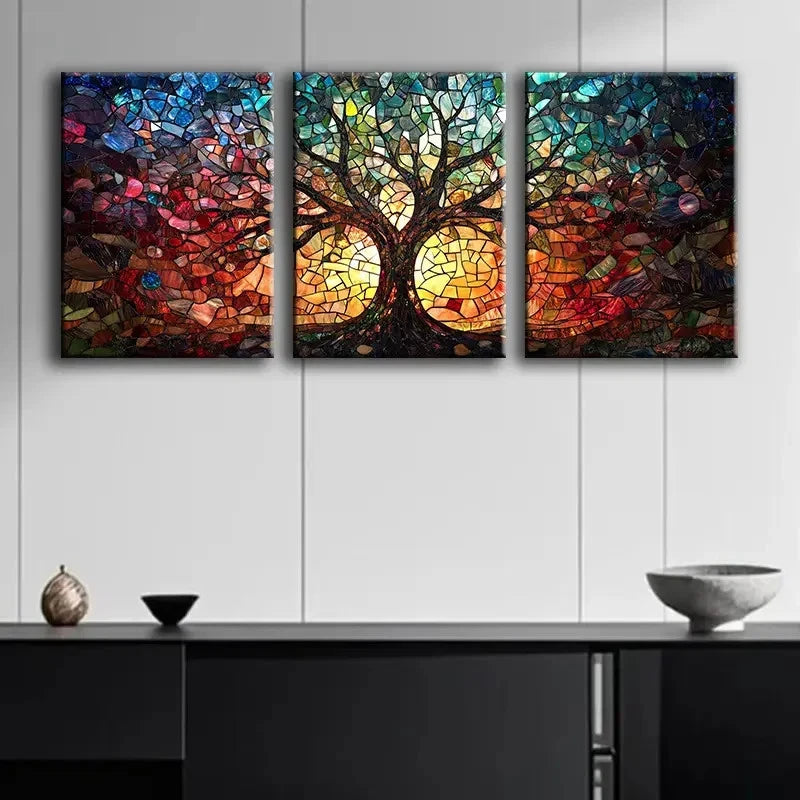 3pcs Painting Decor Triptych Tree of Life Metal Print Ready to Hang Art