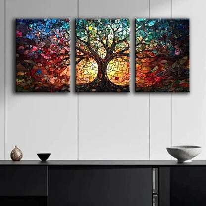 3pcs Painting Decor Triptych Tree of Life Metal Print Ready to Hang Art