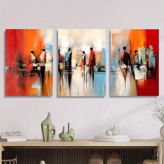 3pcs African American Abstract Street Scene Metal Print Ready to Hang Art